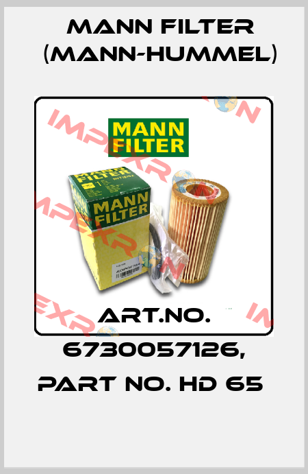 Art.No. 6730057126, Part No. HD 65  Mann Filter (Mann-Hummel)