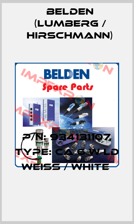 P/N: 934131107, Type: CA 6 W LD weiss / white  Belden (Lumberg / Hirschmann)