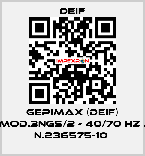 GEPIMAX (DEIF) MOD.3NGS/2 - 40/70 HZ . N.236575-10  Deif