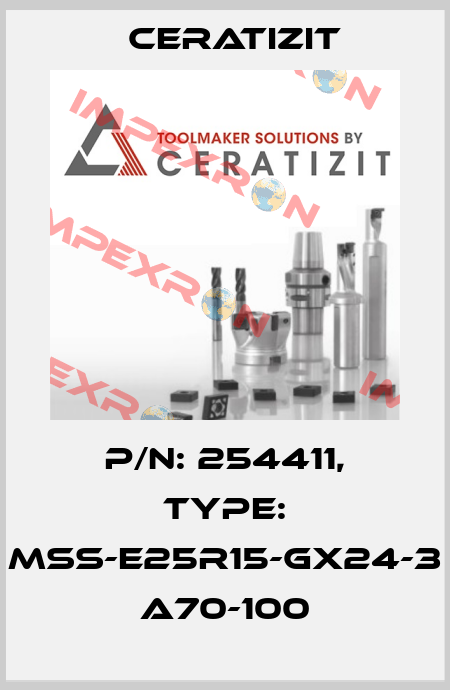 P/N: 254411, Type: MSS-E25R15-GX24-3 A70-100 Ceratizit