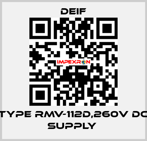 TYPE RMV-112D,260V DC SUPPLY  Deif