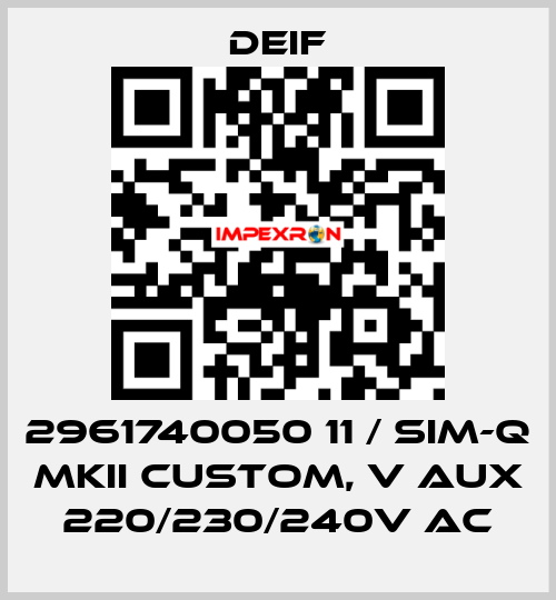 2961740050 11 / SIM-Q MKII CUSTOM, V aux 220/230/240V AC Deif