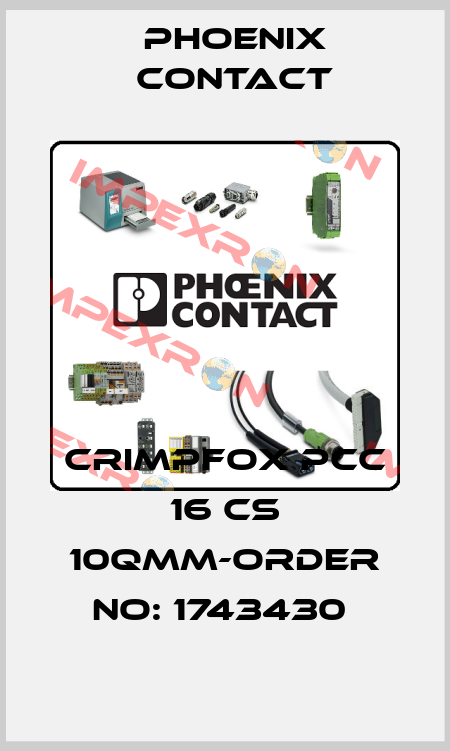 CRIMPFOX PCC 16 CS 10QMM-ORDER NO: 1743430  Phoenix Contact