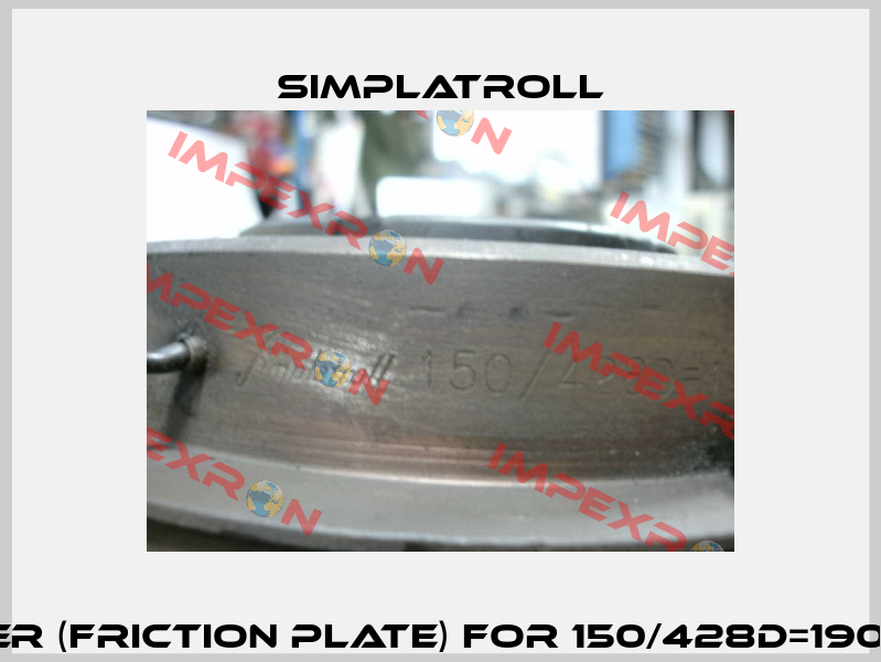 Lining carrier (friction plate) for 150/428D=190V; 55W70/49  Simplatroll