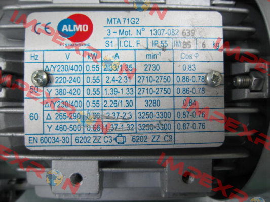 MOT.71 0,55KW 2P 230/400V 50/60HZ B5-FF130 MTA71G2 Almo