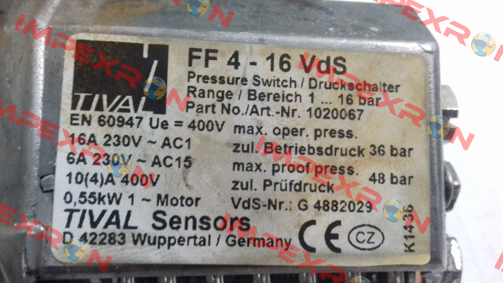 P/N: 1020067, Type: FF 4-16 VdS DAI VdS Tival-Sensors