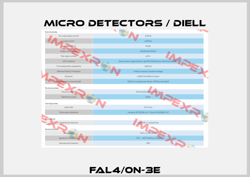 FAL4/0N-3E Micro Detectors / Diell